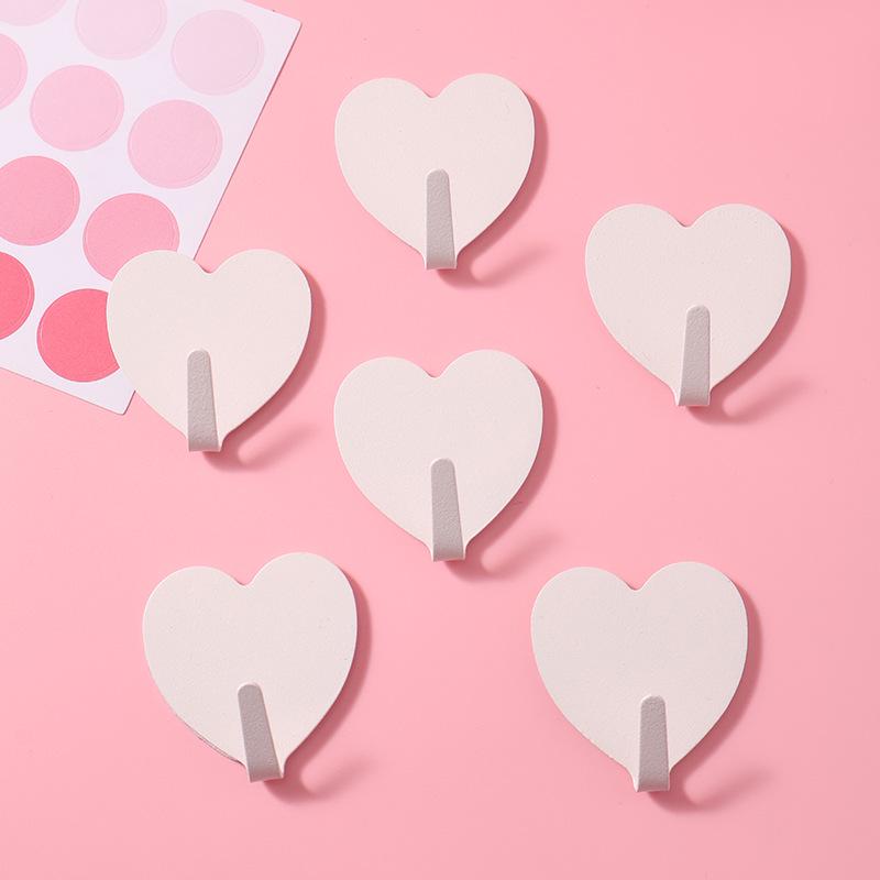 Heart-Shaped No-Drill Adhesive Hook for Kitchen, Bathroom, Door, Clothes, and Hat - Multi-functional and Seamless
