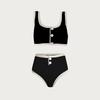 2024 European & American Black and White Minimalist INS Style Split Swimsuit – Little Fragrant Bikini for Women