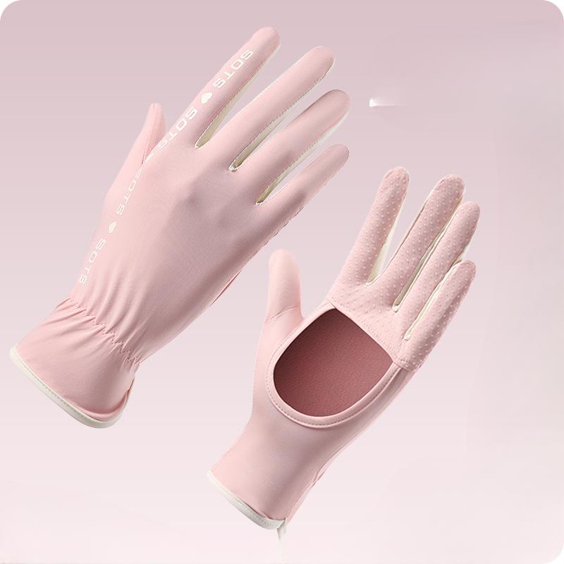 Summer Women's Sunscreen Gloves UV Anti Ultraviolet Thin Cool Outdoor Riding Ice Wire Gloves Anti Slip and Breathable