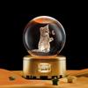Ornament Sferă de Cristal Luminoasă Pisică Lumină de Noapte Sculptată 3D Cadou de Festival
