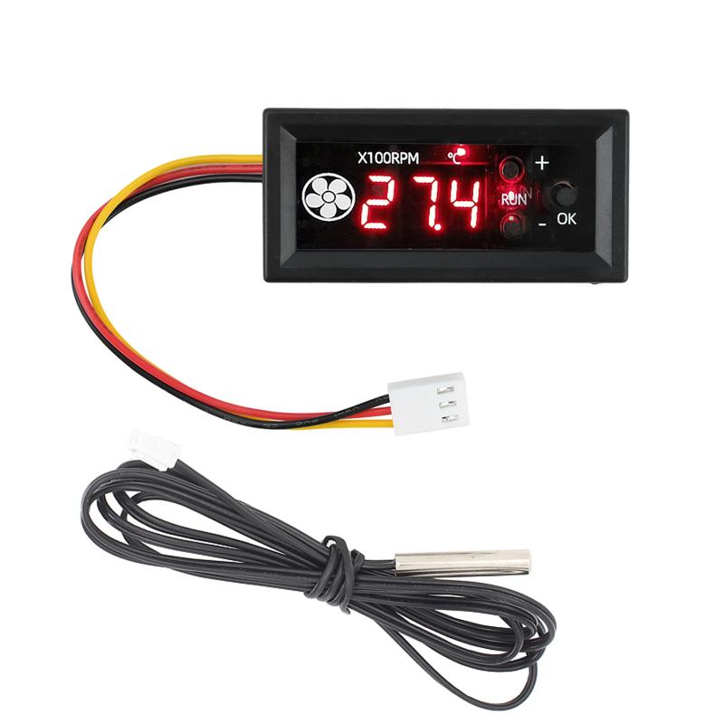 1Set 12V3A Digital Display Temperature Speed Chassis Noise Reduction 4-wire PWM Fan Temperature Control Speed Controller