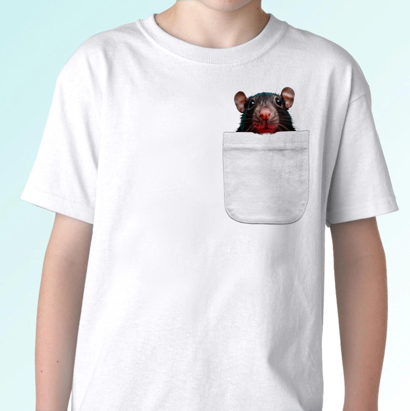 

Rat pocket no7 print white kids boys T-Shirt animal tee top design gift all sizes 140