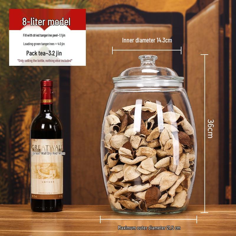 Large Glass Food-Grade Storage Jar for Dried Tangerine Peel and Tea Sealed for Freshness