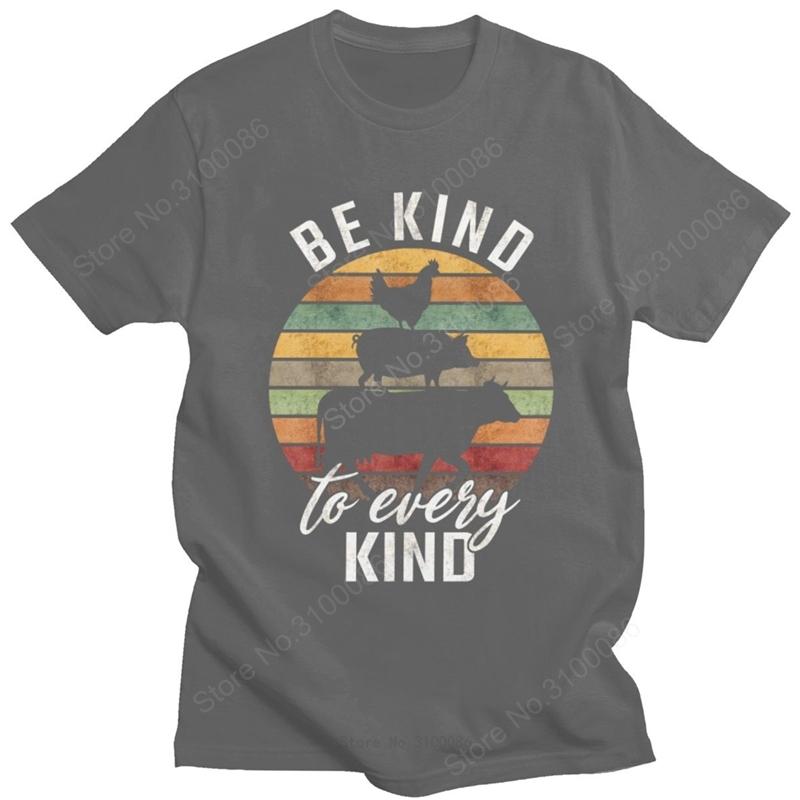 Sunset Vintage Nature Lovers Tees Men Crew Neck ShortSleeve Be kind to every kind Animal Tshirt Vegan Vegetarian Summer Tshirt S