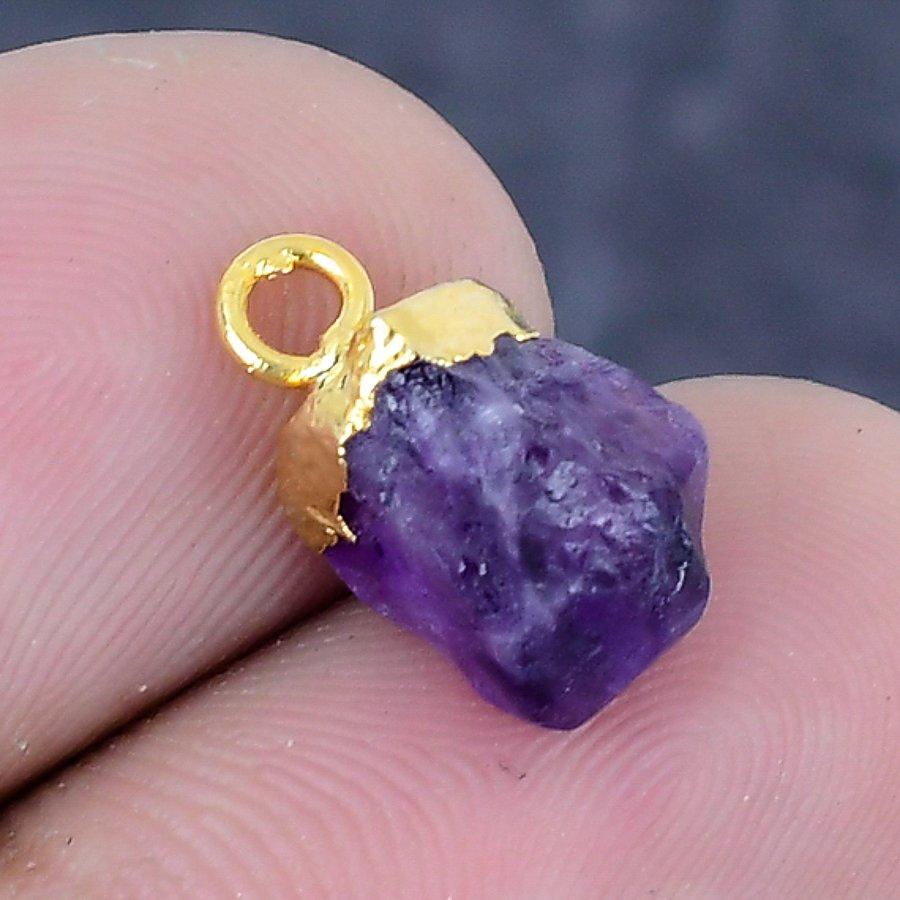 Natural Amethyst Rough Gemstone 925 Sterling Silver Jewelry Pendant 0.59" U9I23