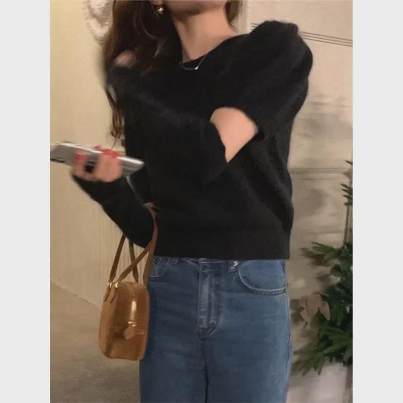 Korean Puff Sleeve Sweater for Women - New Design, Versatile for Autumn, Winter, and Spring