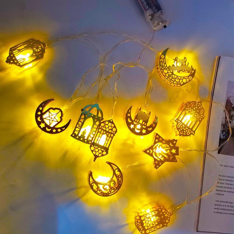 Creative Middle Eastern Star & Moon LED String Lights - Iron Art Festive Décor