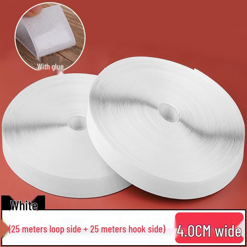 25 m dubbelsidig kardborreband - Självhäftande för gardiner, myggnät och bilmattor