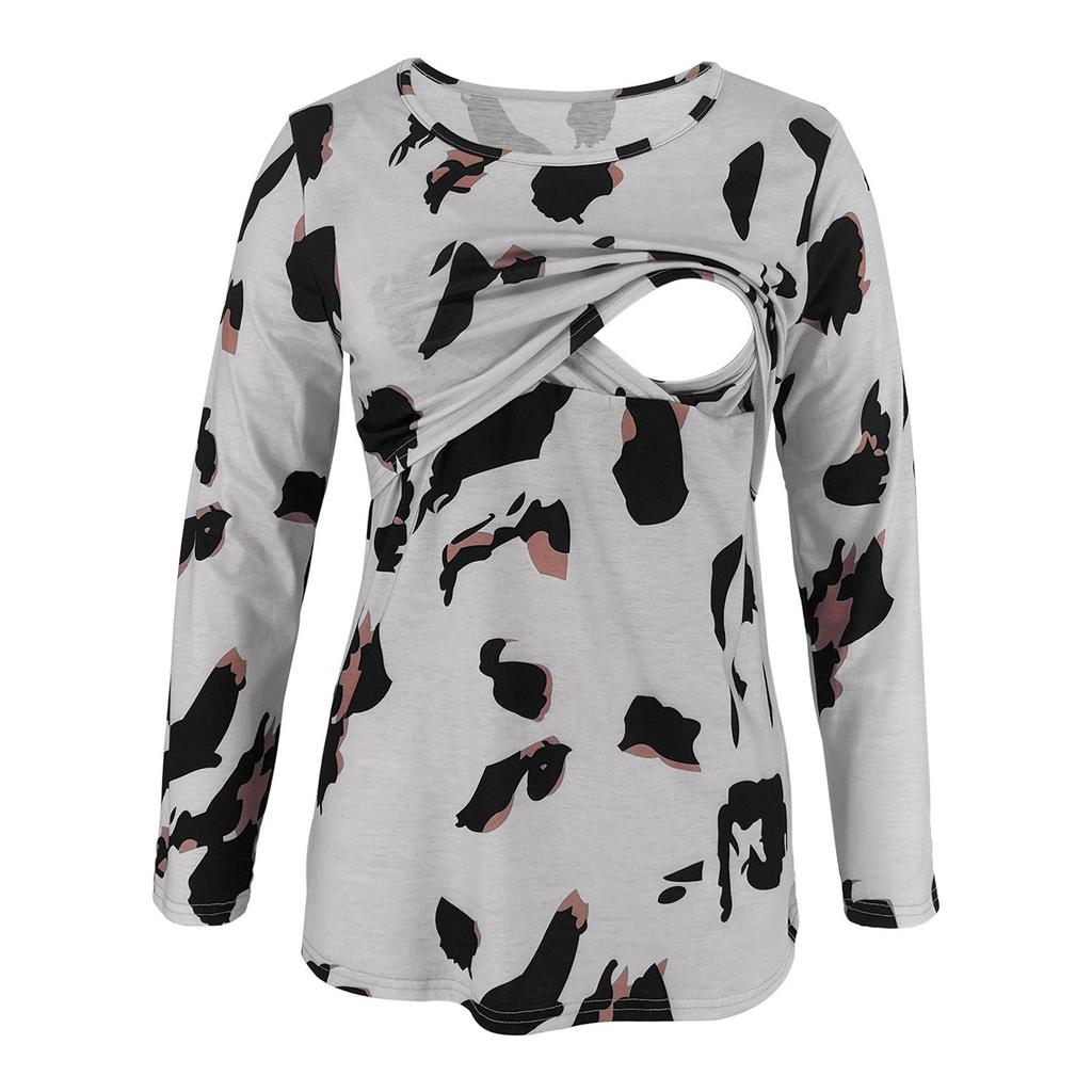 Women Mom Pregnant  Baby Maternity Leopard Print Tops Blouse Clothes