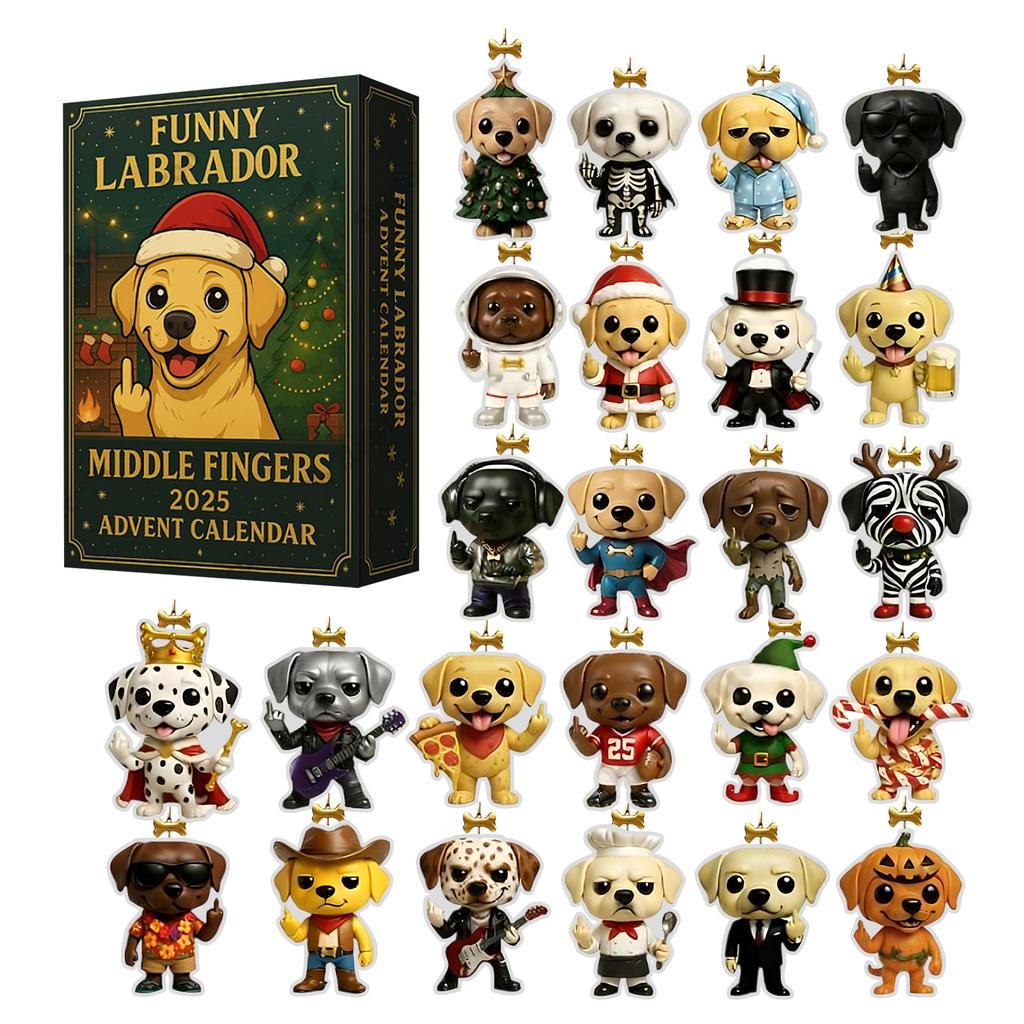 2D Labrador Advent Countdown Box Christmas Tree Decoration Acrylic Pendant Independent Station