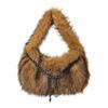 Stars Chains Fluffy Hobo Bags Y2k Fluffy Tote Bag Portable PU Handbag  Lady
