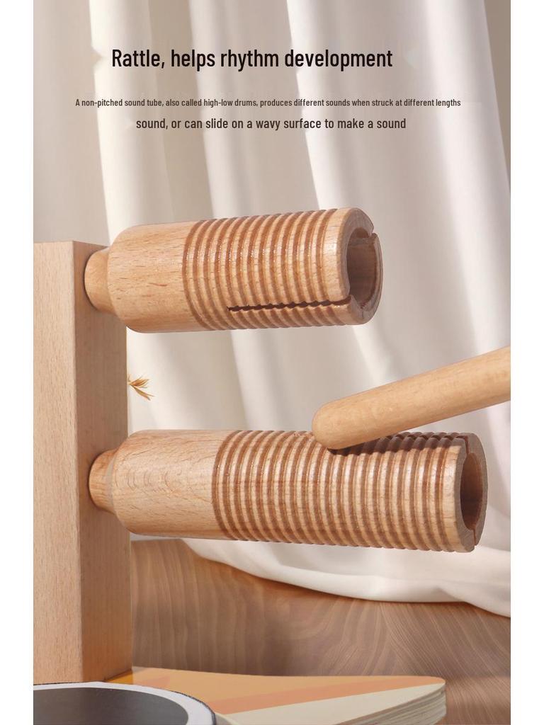 Children's Wooden Music Stand & Drum Set Montessori Xylophone Toy