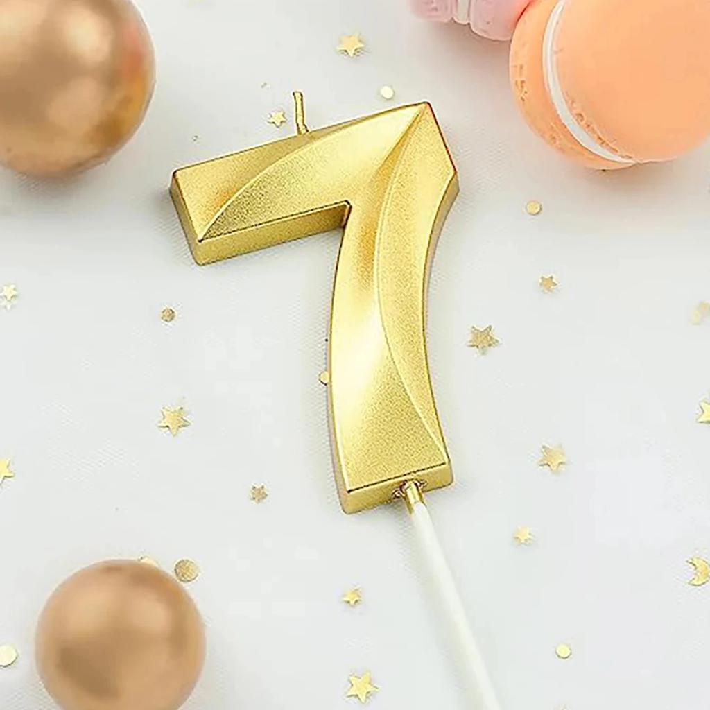 1pc-Birthday Candle Golden Number 0-9 Smoke Free Birthday Cake Insert Party Candle Decoration Anniversary Cake