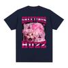 Greetings Huzz Funny Cat Gen Z Gen Alpha Slang Short Sleeve Tshirts Unisex Fashion Retro Casual Comfortable and Soft Clothing