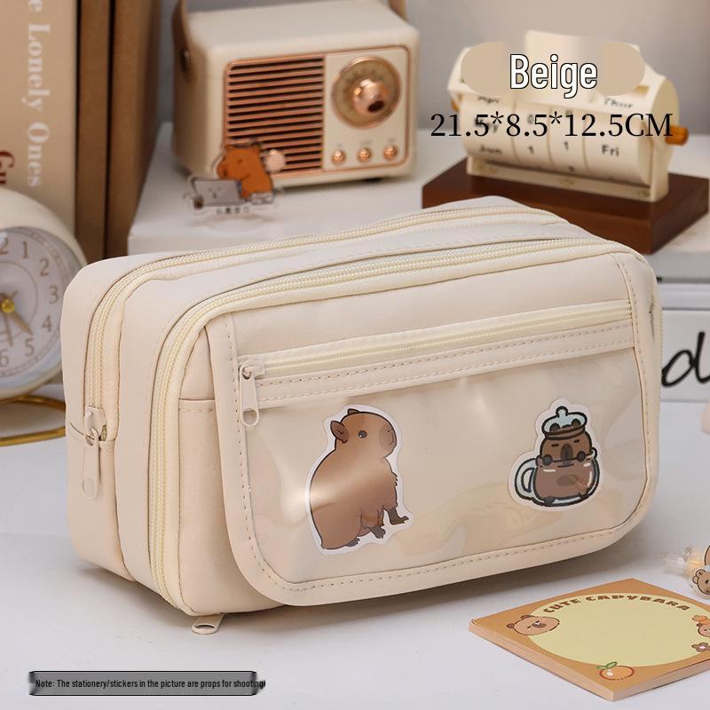 

Прозрачный пенал большой вместимости с капибарой, устойчивый к пятнам, для учеников средней и старшей школы