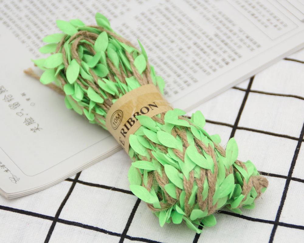 10M Simulation Green Leaves Weaving Hemp Rope DIY Wedding Birthday Wedding Decoration Rattan Gift Bouquet Packaging Rope