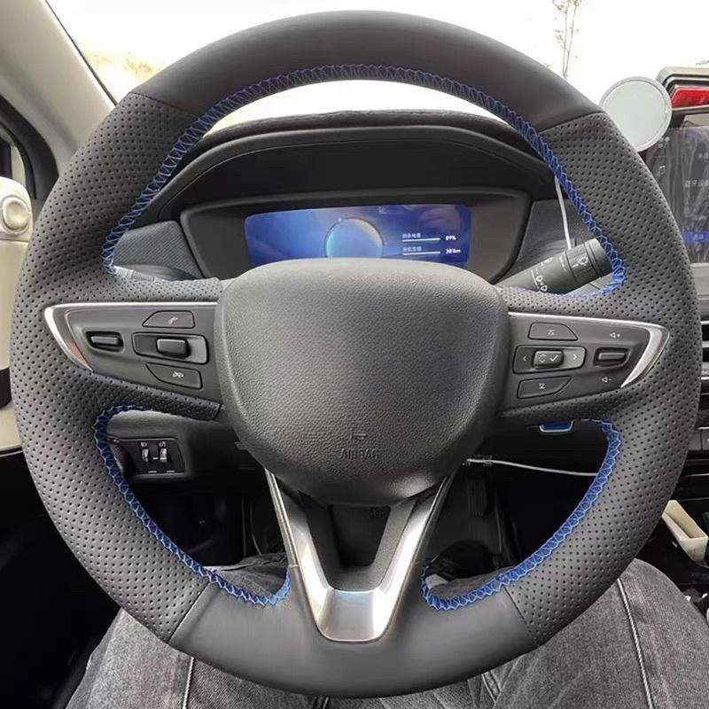 Car Steering Wheel Cover Faux Leather Breathable Black For Buick GL6  VELITE 6 Steering Wheel Braiding Cover Accessories 3 Colors Thread