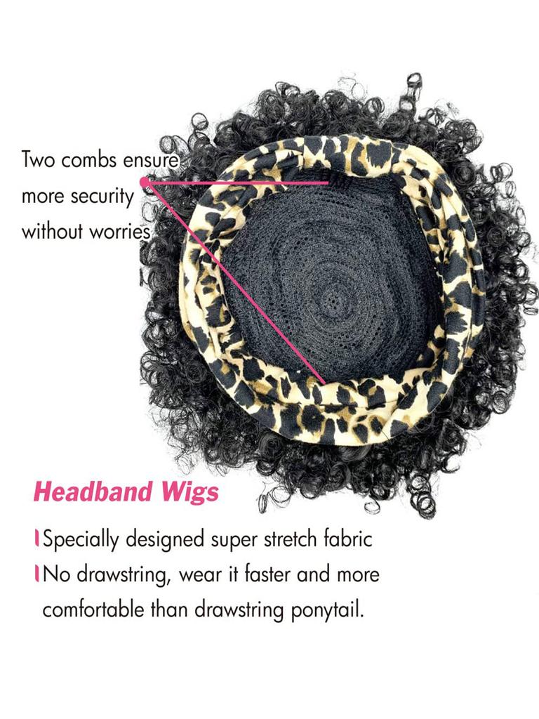Large Curly Wigs With Headbands Attached For Black Women Synthitic Short Kinky Curly Wigs For Black Women With 2 Secure Clips