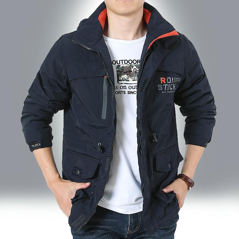 Autumn and Winter Men's Large Size Casual Fleece Thickened Jacket Men's Medium and Long Outdoor Jacket