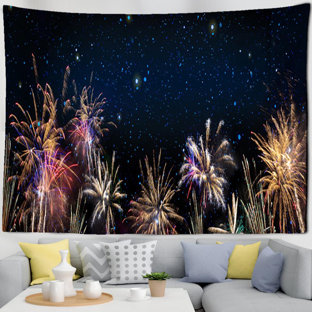 Tapiserie superbă cu focuri de artificii, cadou de Crăciun, agățat pe perete, vrăjitorie psihedelică, artist hippie, decor acasă