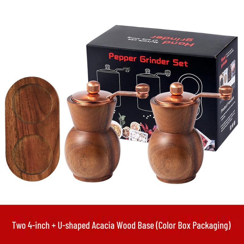 Acacia Wood Hand-Crank Pepper Grinder - Creative Black/Sichuan Pepper Mill for Western Cuisine