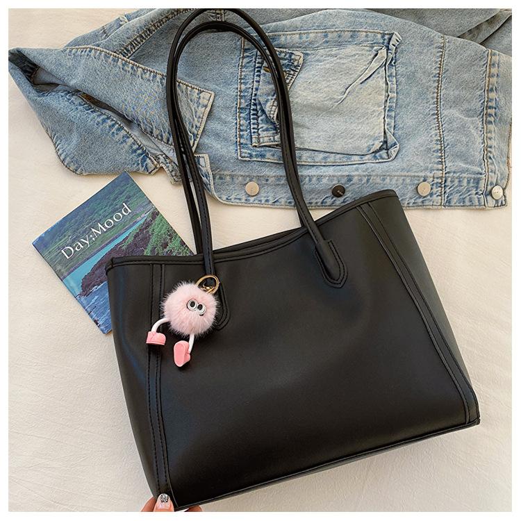Large Capacity Faux Leather Tote Bag for Women Fashionable Commuter Shoulder Handbag CLE