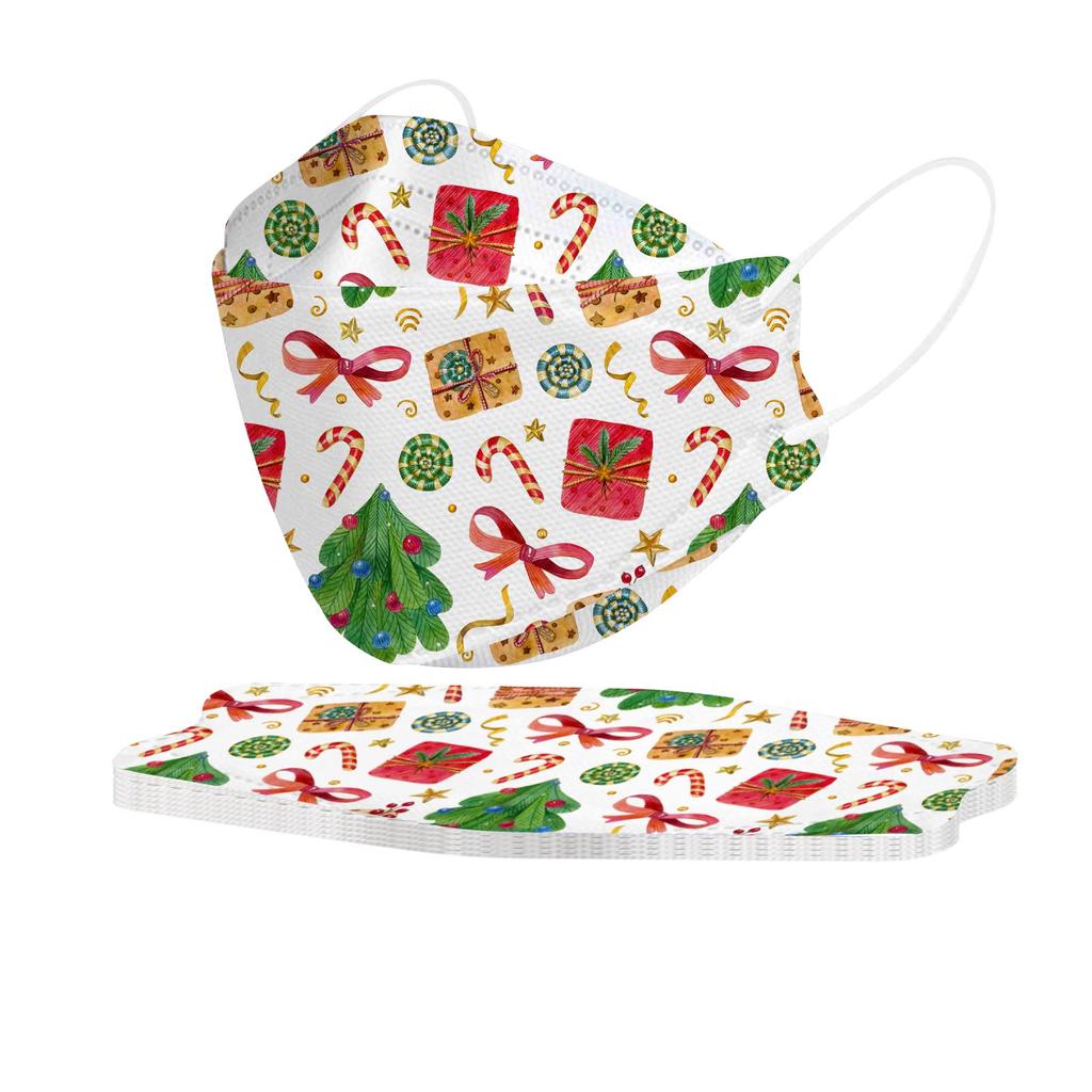 10PCS Kids Disposable Face Mask Christmas 3D Designs 4-Ply Facial