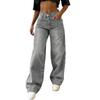 Womens High-Waisted Wide-Leg Straight Cut Denim Pants Loose Fit Street Style 2026