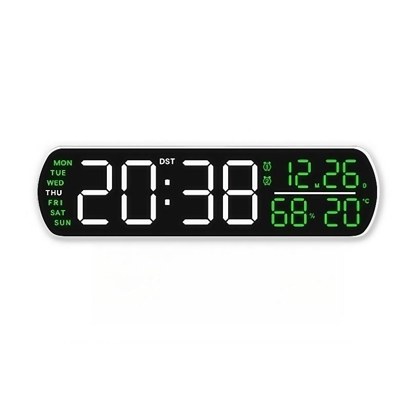 Digital Alarm Clock TEMP Humidity Date 2 Alarms Countdown Timing DST Snooze Table Clock Auto Dimmable 12/24H LED Clock for Decor