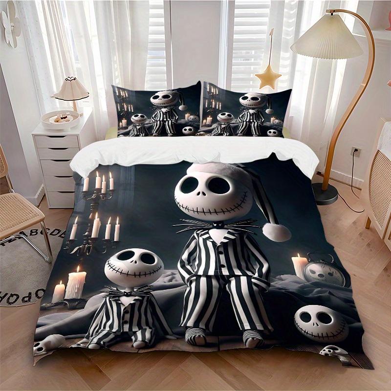 

3pcs set Nightmare Before Christmas1pc of quilt cover+2pcs of pillowcase, no core, print bedding, All Seasons Bedroom Setting034 135x200cm