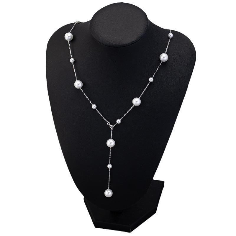 911 Silver Gypsy Pearl Necklace Accessories Women's Summer Premium Sweater Chain Light Luxury Neck Chain Collarbone Chain