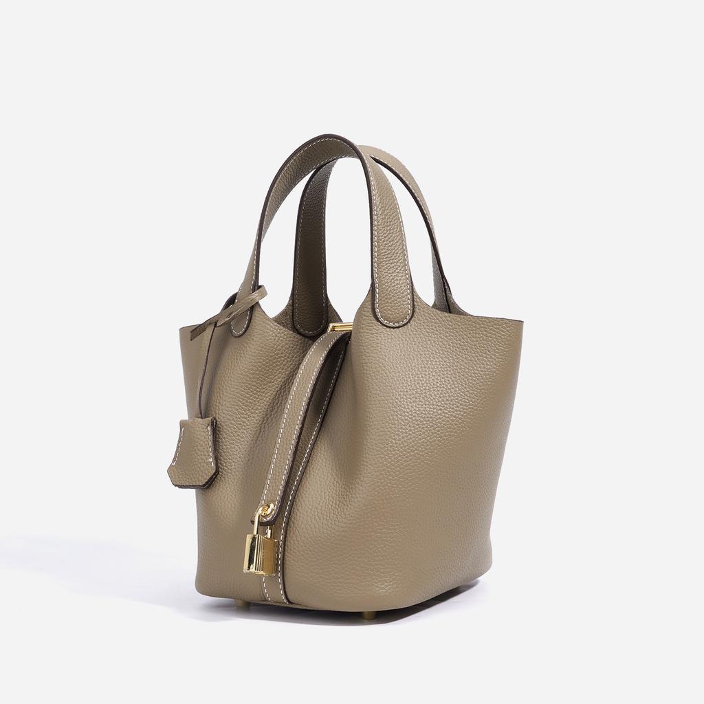 Cowhide Bag, Genuine Leather Bag, Women's Niche Design, Advanced Texture, Large-capacity Handbag, Bucket Bag.