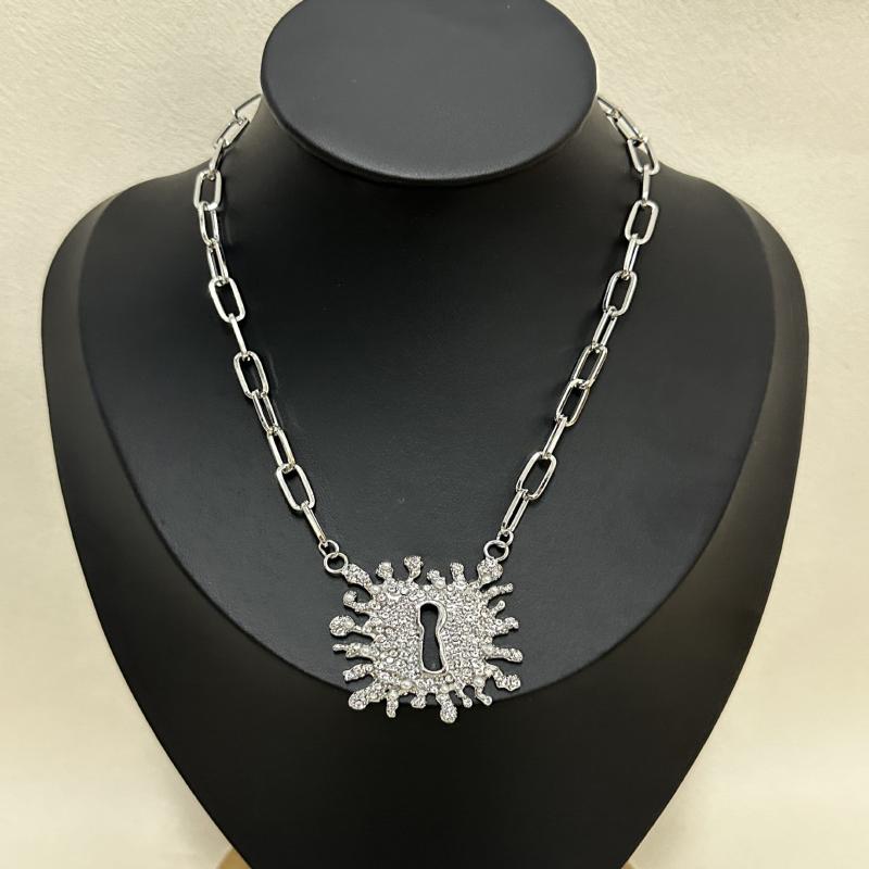 Collana con Ciondolo Lucchetto Metallico Esagerato Collana da Vacanza Anello Orecchino Spilla Per Donna Collana a Catena per Maglione Accessori Regali