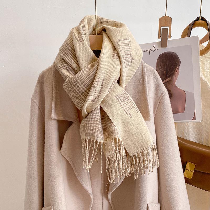 

Cat warm scarf women s autumn and winter new double-sided imitation cashmere long shawl thickened student versatile scarf 185