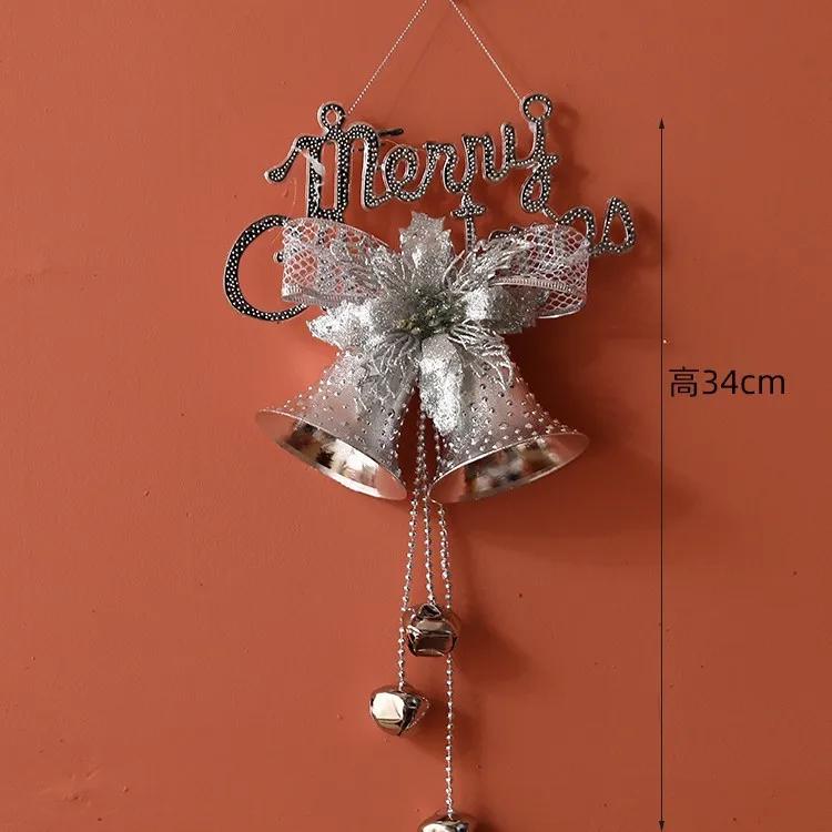 Christmas Lighted Bell Ornaments Hanging Large Jingle Bells Decorations for Tree with Holly Berry for Indoor Outdoor Christma