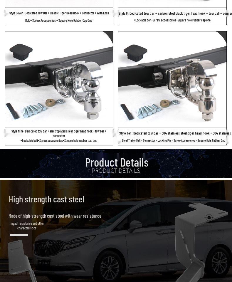 Buick GL8 Luzun Trailer Hitch: Tow Bar & Rear Tow Hook for RV, Motorcycle, & Boat Trailers.