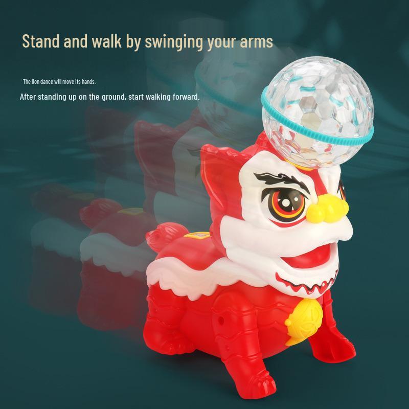 Electric Dancing Lion with Rotating Lights & Music - Toy for Kids | National Trend Lion Dance Birthday Gift