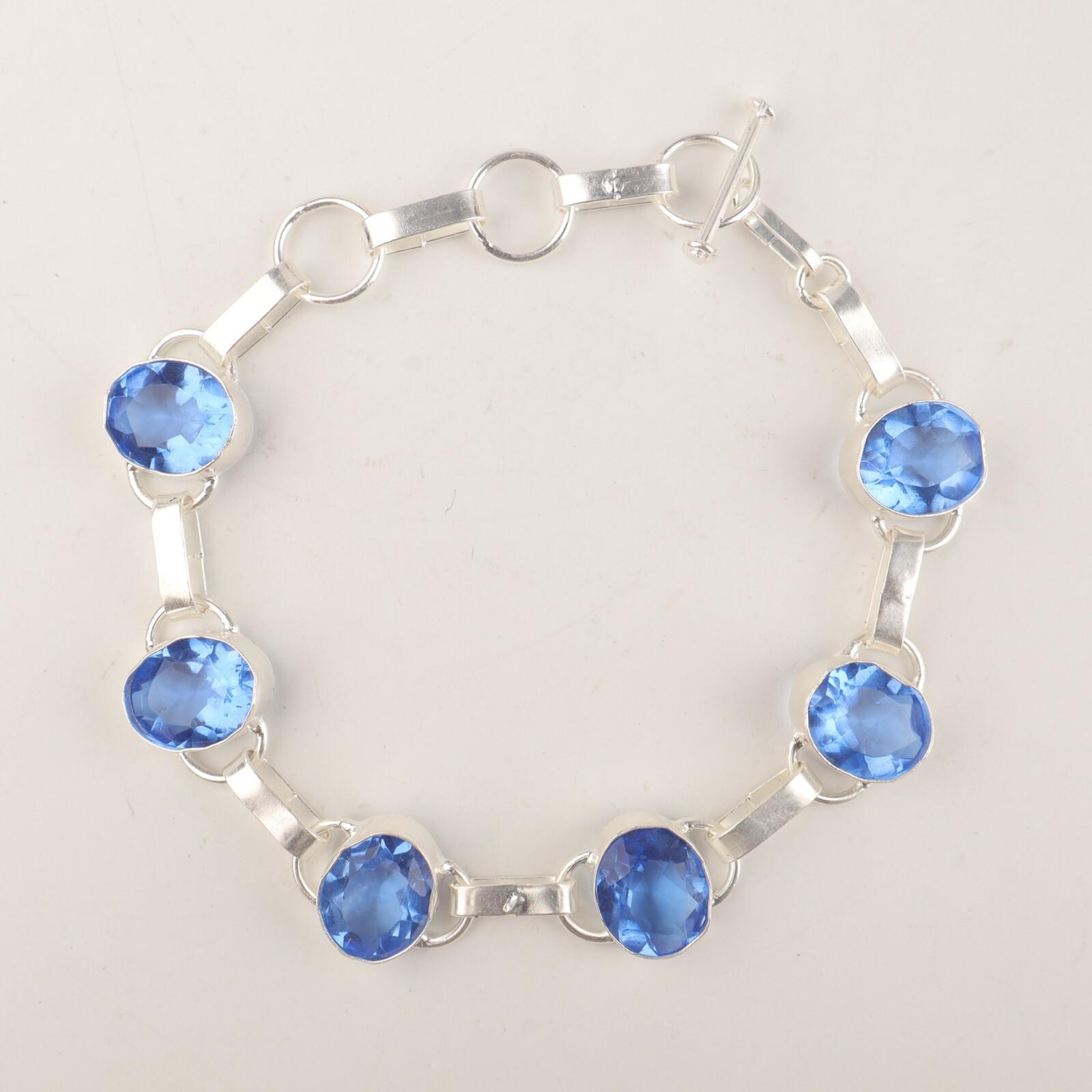 

Natural Tanzanite Gemstone 925 Sterling Silver Jewelry Handcrafted Bracelet 9 RB-6-19