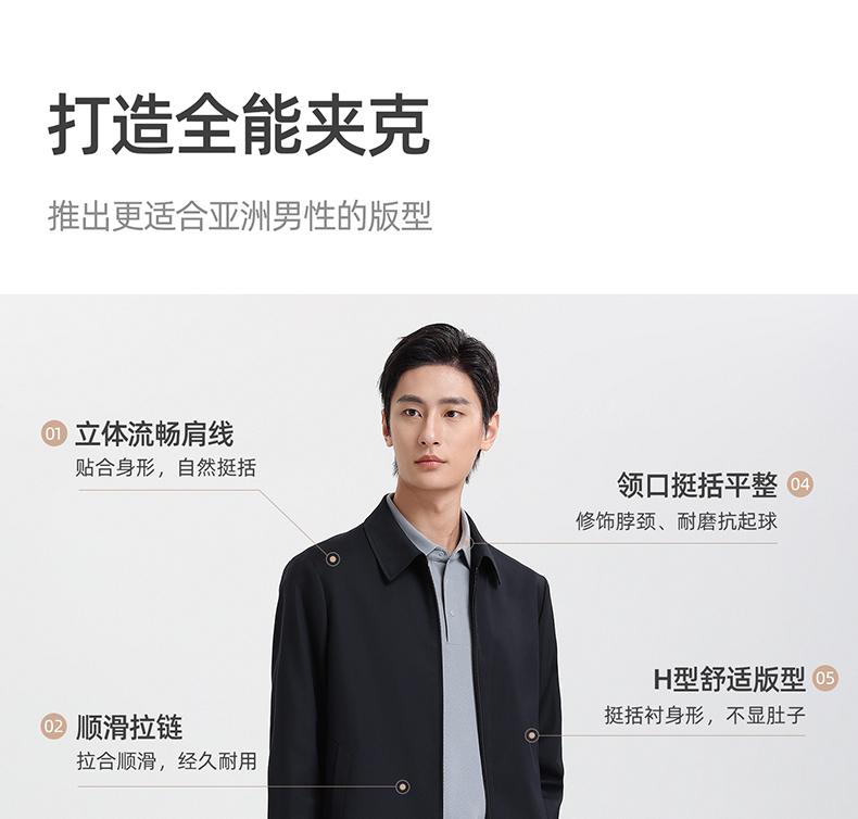 Langdeng Men's Autumn and Winter Commuting Style Easy to Maintain, Wrinkle Resistant and Windproof Business Collar Jacket