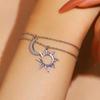 Women Adjustable Bracelet Asymmetrical Sun Moon Design Long Pendant Drop Earrings Face Slimming Jewelry