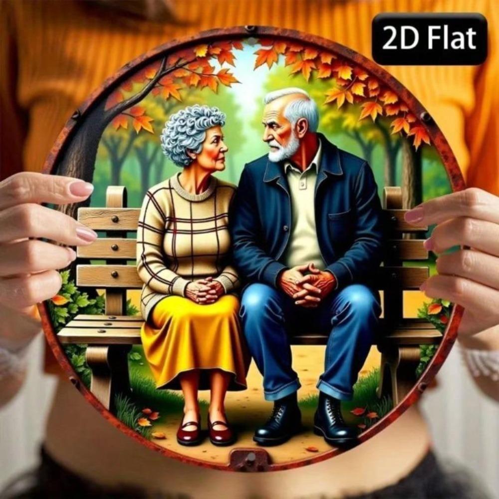 Vintage Couple Floral Metal Sign 2D Plaque Home Kitchen Decor Holiday Gift