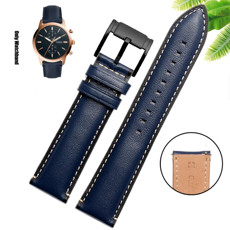 Genuine Leather 22mm Watch Strap for FOSSIL FS4835/FS5237/ME3052/FTW1114 Cowhide 20mm Watch Band Replace Waterproof Bracelet Men