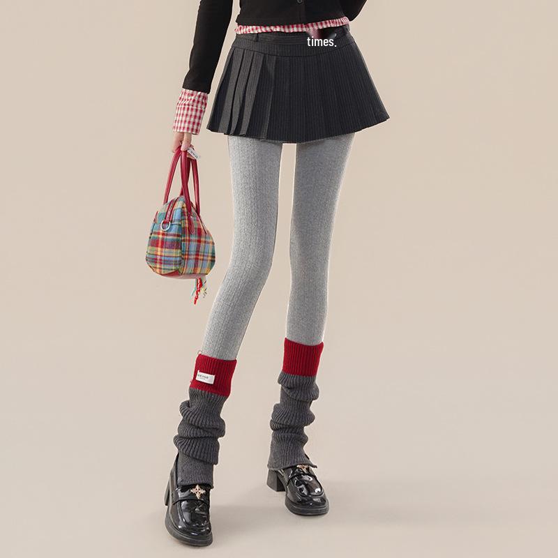 Dámské retro punčochové kalhoty s copánkovým vzorem a sametovým povrchem - Vysoký pas, zeštíhlující, japonský styl, univerzální sladké podzimní a zimní ponožky