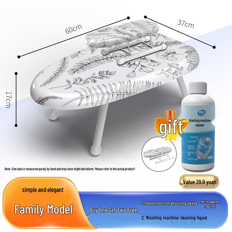 Folding Mini Ironing Board with Ironing Pad and Clothes Rack