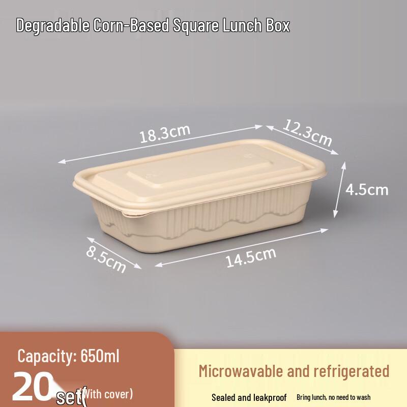 Biologisch abbaubarer rechteckiger Lebensmittelbehälter