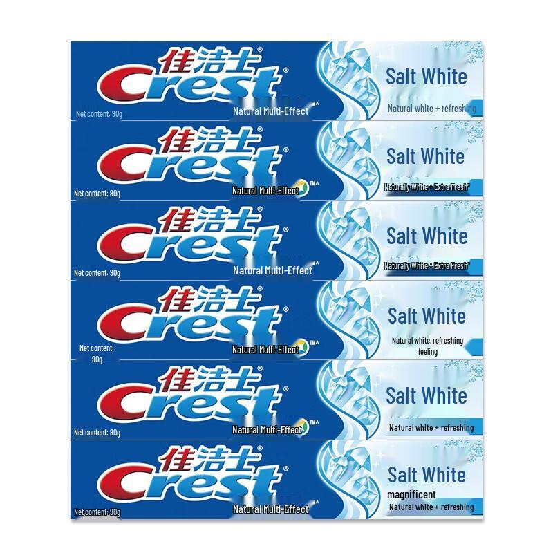 Crest Salt White Multi-Effect Repair Fluoride Toothpaste, 6x90g Pack