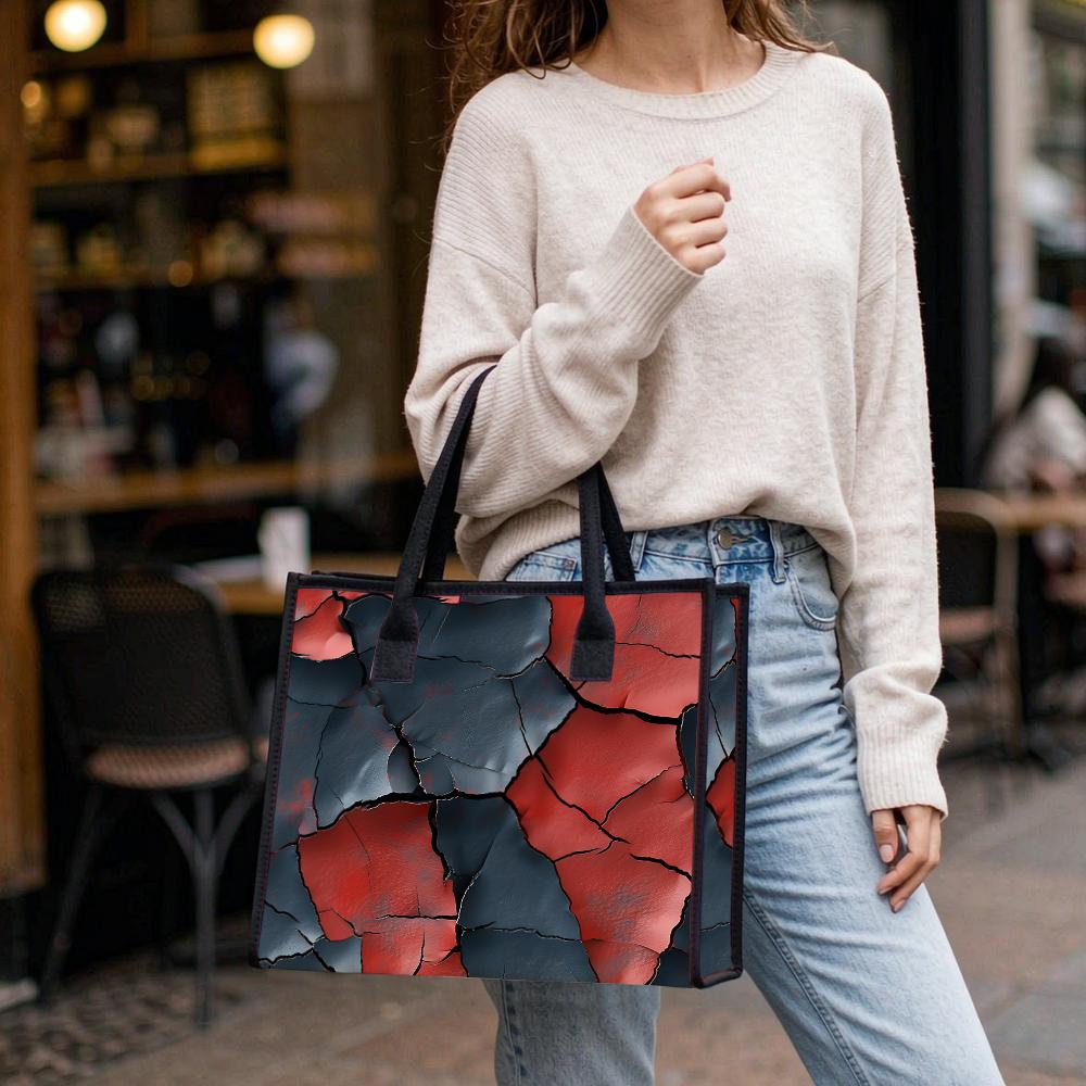 Crack Pattern Tote Bag Fashion Large Capacity Casual Daily Shoulder Handbag for Outdoor Shopping