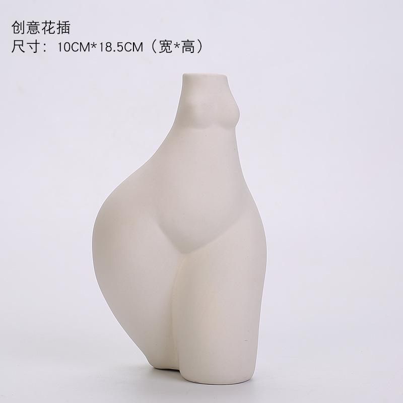 Handmade Household Ornaments Ins Human Body Plastic Art Vase Nordic Household Decoration Ceramic Vase Sculpture White Porcelain