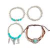 Retro Ethnic Style Bull Head Pendant Bracelet Set, Bohemian Flower Plate Turquoise Beaded Jewelry.
