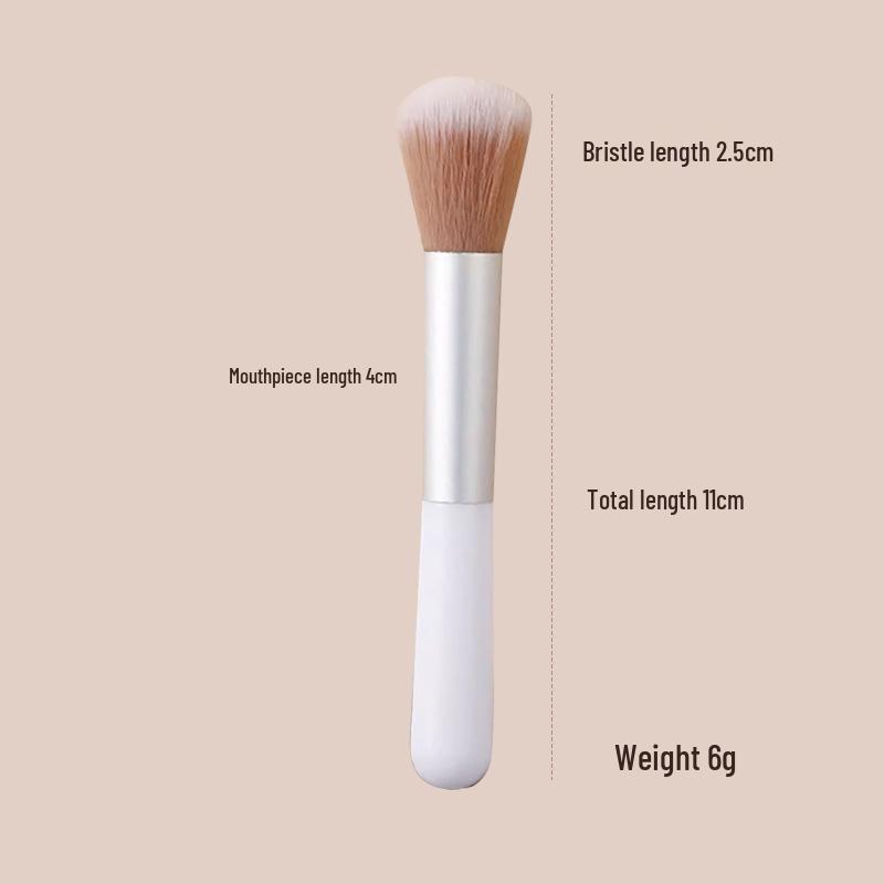 Little Odin Soft Blush Brush - Single Fiber, White Bristle, Portable Makeup Tool for Powder & Highlighting
